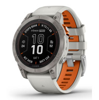 Fenix 7 Pro – Sapphire Solar Edition Titanium with Fog Gray/Ember Orange Band - 010-02777-21 - Garmin